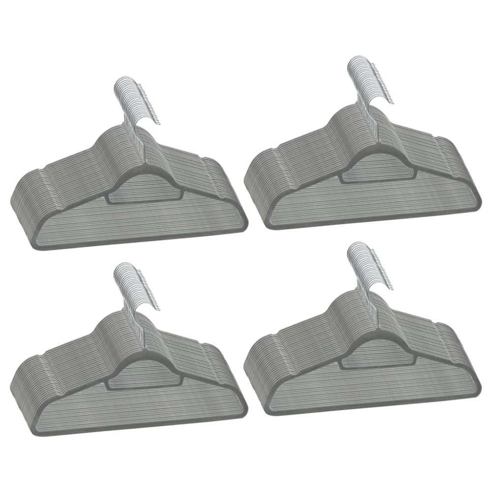 vidaXL Set de umerașe anti-alunecare, 100 buc., gri, catifea