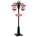 vidaXL Felinar stradal cu moș Crăciun, negru/roșu, 81x40x188 cm PVC