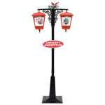vidaXL Felinar stradal cu moș Crăciun, negru/roșu, 81x40x188 cm PVC