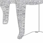 vidaXL Decor de Crăciun cu reni și sanie, 60 LED-uri argintiu exterior