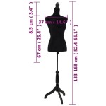 vidaXL Bust pentru dame, negru, manechin croitorie vidaXL Bust pentru dame, negru, manechin croitorie