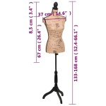 vidaXL Bust expunere haine damă, maro/negru, manechin croitorie, iută vidaXL Bust expunere haine damă, maro/negru, manechin croitorie, iută