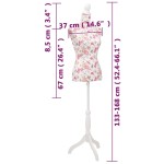 vidaXL Bust pentru dame, manechin, alb cu trandafiri, bumbac vidaXL Bust pentru dame, manechin, alb cu trandafiri, bumbac