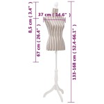 vidaXL Bust pentru dame, manechin, pânză, cu dungi vidaXL Bust pentru dame, manechin, pânză, cu dungi
