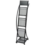 vidaXL Raft reviste 40 x 32 x 131 cm, negru, A4 vidaXL Raft reviste 40 x 32 x 131 cm, negru, A4