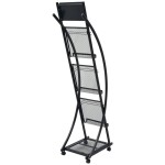 vidaXL Raft reviste 40 x 32 x 131 cm, negru, A4 vidaXL Raft reviste 40 x 32 x 131 cm, negru, A4
