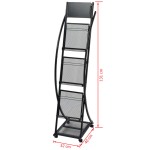 vidaXL Raft reviste 40 x 32 x 131 cm, negru, A4 vidaXL Raft reviste 40 x 32 x 131 cm, negru, A4