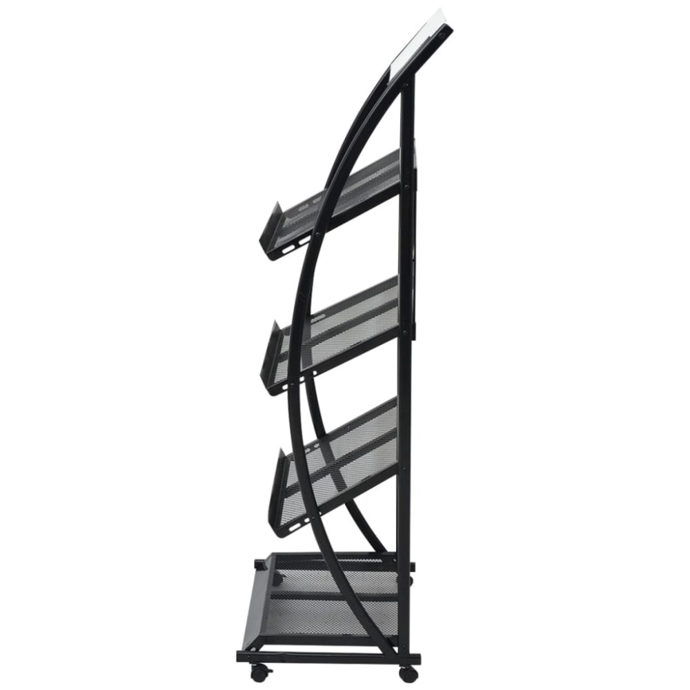 vidaXL Raft reviste A4, 47 x 40 x 134 cm, negru și alb