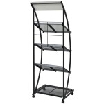 vidaXL Raft reviste A4, 47 x 40 x 134 cm, negru și alb vidaXL Raft reviste A4, 47 x 40 x 134 cm, negru și alb