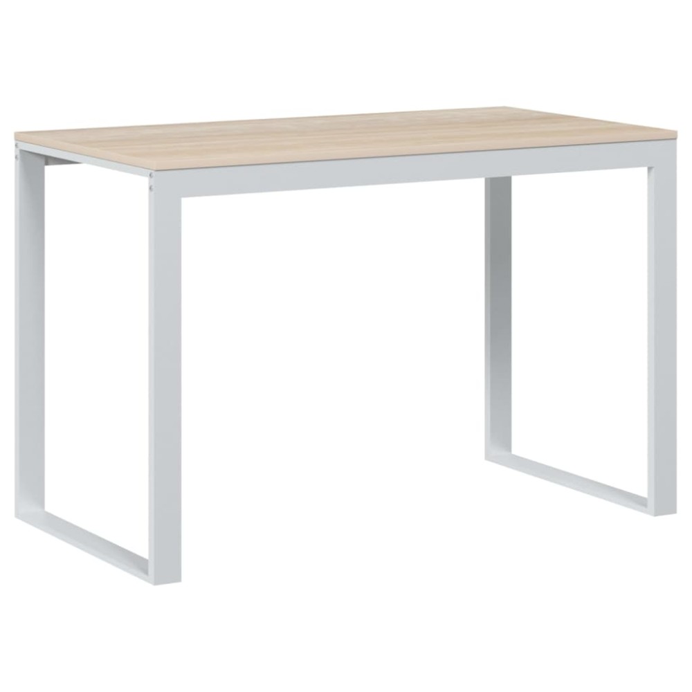 vidaXL Birou de calculator, alb/stejar, 110x60x73 cm, lemn prelucrat