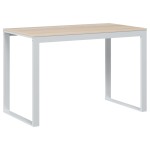 vidaXL Birou de calculator, alb/stejar, 110x60x73 cm, lemn prelucrat
