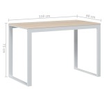 vidaXL Birou de calculator, alb/stejar, 110x60x73 cm, lemn prelucrat
