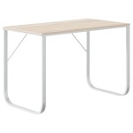 vidaXL Birou de calculator, alb/stejar, 110x60x73 cm, lemn prelucrat vidaXL Birou de calculator, alb/stejar, 110x60x73 cm, lemn prelucrat