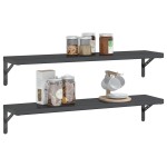vidaXL Rafturi de perete 2 buc., 100x23,5x3cm, negru oțel inoxidabil vidaXL Rafturi de perete 2 buc., 100x23,5x3cm, negru oțel inoxidabil
