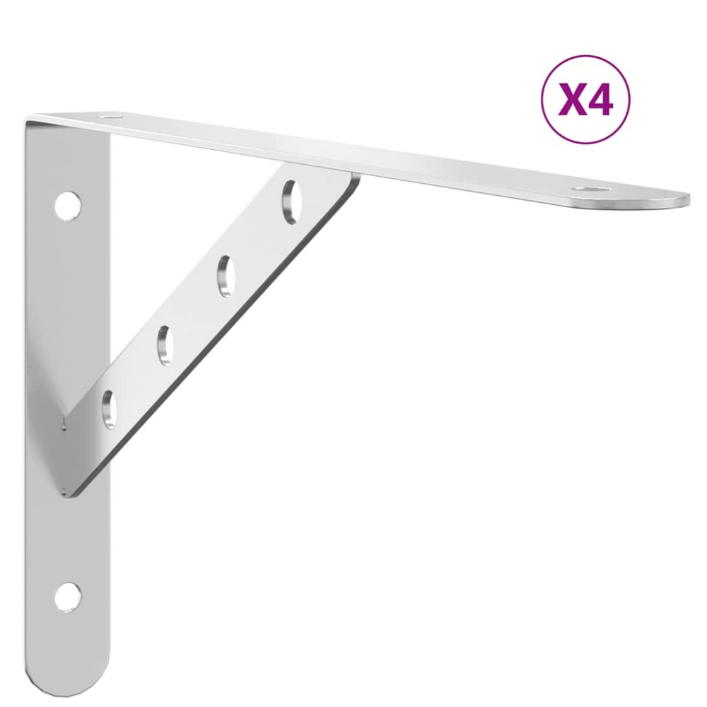 vidaXL Suporturi rafturi, 4 buc., 30x2,5x15,5 cm argintiu oțel inox.