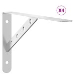 vidaXL Suporturi rafturi, 4 buc., 30x2,5x15,5 cm argintiu oțel inox. vidaXL Suporturi rafturi, 4 buc., 30x2,5x15,5 cm argintiu oțel inox.