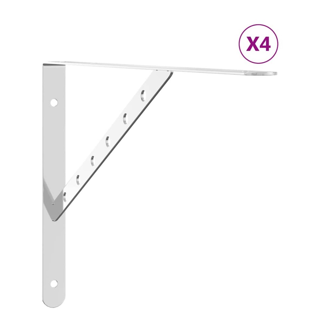 vidaXL Suporturi rafturi, 4 buc., 40x2,5x25 cm argintiu oțel inox.