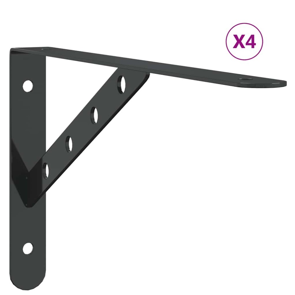 vidaXL Suporturi rafturi 4 buc. 30x2,5x15,5 cm negru oțel inoxidabil