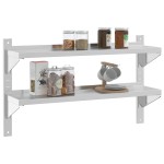 vidaXL Raft perete 2 niveluri 100x23,5x60 cm argintiu oțel inoxidabil vidaXL Raft perete 2 niveluri 100x23,5x60 cm argintiu oțel inoxidabil