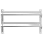 vidaXL Raft perete 2 niveluri 100x23,5x60 cm argintiu oțel inoxidabil vidaXL Raft perete 2 niveluri 100x23,5x60 cm argintiu oțel inoxidabil
