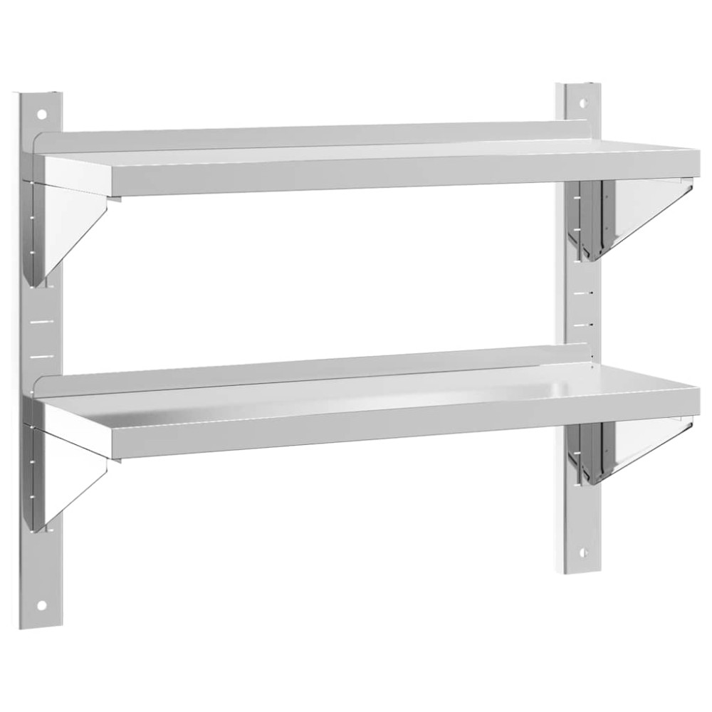 vidaXL Raft de perete 2 niveluri 75x23,5x60cm argintiu oțel inoxidabil