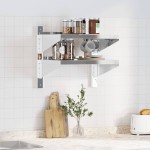 vidaXL Raft de perete 2 niveluri 50x40x48 cm argintiu oțel inoxidabil