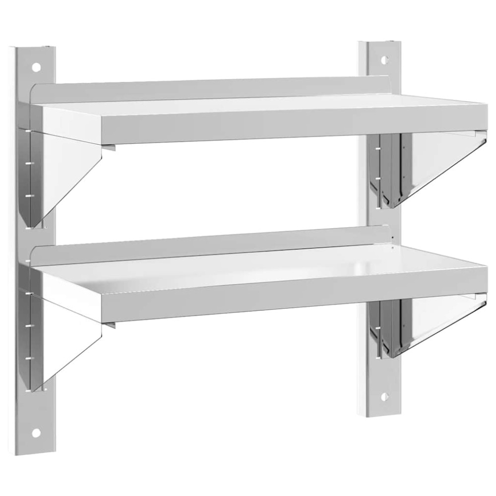 vidaXL Raft perete 2 niveluri 50x23,5x48 cm argintiu oțel inoxidabil