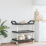 vidaXL Cărucior cu 3 niveluri, negru, 99x50x96 cm, aluminiu vidaXL Cărucior cu 3 niveluri, negru, 99x50x96 cm, aluminiu