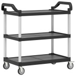vidaXL Cărucior cu 3 niveluri, negru, 99x50x96 cm, aluminiu vidaXL Cărucior cu 3 niveluri, negru, 99x50x96 cm, aluminiu