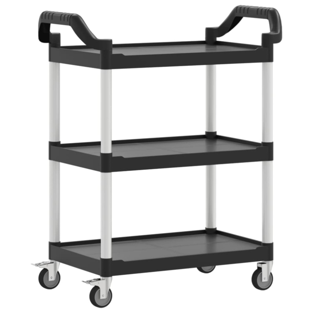 vidaXL Cărucior cu 3 niveluri, negru, 81x41x92 cm, aluminiu
