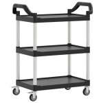 vidaXL Cărucior cu 3 niveluri, negru, 81x41x92 cm, aluminiu vidaXL Cărucior cu 3 niveluri, negru, 81x41x92 cm, aluminiu