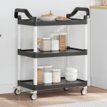 vidaXL Cărucior cu 3 niveluri, negru, 81x41x92 cm, aluminiu vidaXL Cărucior cu 3 niveluri, negru, 81x41x92 cm, aluminiu