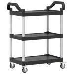 vidaXL Cărucior cu 3 niveluri, negru, 81x41x92 cm, aluminiu vidaXL Cărucior cu 3 niveluri, negru, 81x41x92 cm, aluminiu