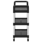 vidaXL Cărucior cu 3 niveluri, negru, 77x34x72 cm, aluminiu
