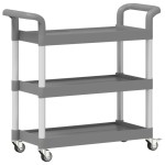 vidaXL Cărucior cu 3 niveluri, gri, 77x34x72 cm, aluminiu vidaXL Cărucior cu 3 niveluri, gri, 77x34x72 cm, aluminiu