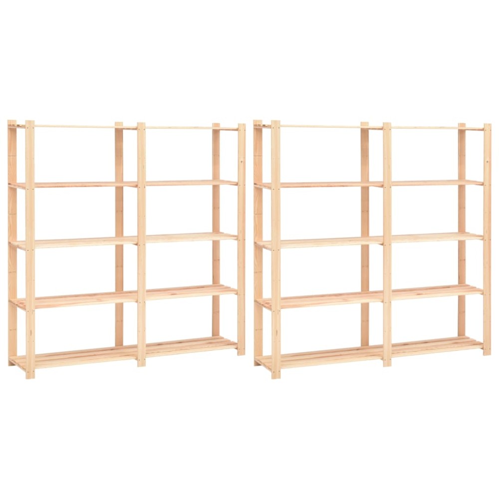 vidaXL Etajere cu 5 rafturi, 2 buc, 170x38x170 cm, lemn de pin, 500 kg