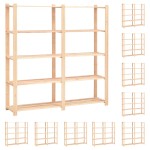 vidaXL Etajere cu 5 niveluri, 10 buc, 170x38x170 cm, pin masiv, 500 kg vidaXL Etajere cu 5 niveluri, 10 buc, 170x38x170 cm, pin masiv, 500 kg