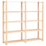 vidaXL Etajere cu 5 niveluri, 10 buc, 170x38x170 cm, pin masiv, 500 kg vidaXL Etajere cu 5 niveluri, 10 buc, 170x38x170 cm, pin masiv, 500 kg