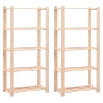 vidaXL Etajere cu 5 niveluri 2 buc. 80x38x170 cm pin masiv 250 kg vidaXL Etajere cu 5 niveluri 2 buc. 80x38x170 cm pin masiv 250 kg
