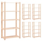 vidaXL Etajere cu 5 niveluri, 5 buc., 80x38x170 cm, pin masiv, 250 kg vidaXL Etajere cu 5 niveluri, 5 buc., 80x38x170 cm, pin masiv, 250 kg
