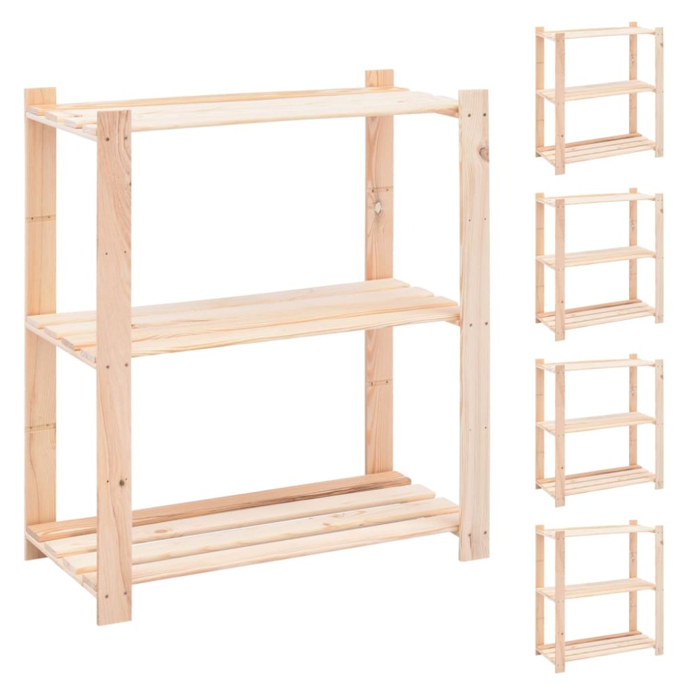 vidaXL Etajere cu 3 niveluri, 5 buc., 80x38x90 cm, pin masiv, 150 kg