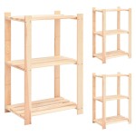 vidaXL Etajeră cu 3 niveluri, 3 buc., 60x38x90 cm, pin masiv, 150 kg vidaXL Etajeră cu 3 niveluri, 3 buc., 60x38x90 cm, pin masiv, 150 kg