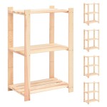 vidaXL Etajeră cu 3 niveluri, 5 buc., 60x38x90 cm, pin masiv, 150 kg vidaXL Etajeră cu 3 niveluri, 5 buc., 60x38x90 cm, pin masiv, 150 kg