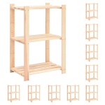 vidaXL Etajere cu 3 niveluri, 10 buc., 60x38x90 cm, pin masiv, 150 kg vidaXL Etajere cu 3 niveluri, 10 buc., 60x38x90 cm, pin masiv, 150 kg
