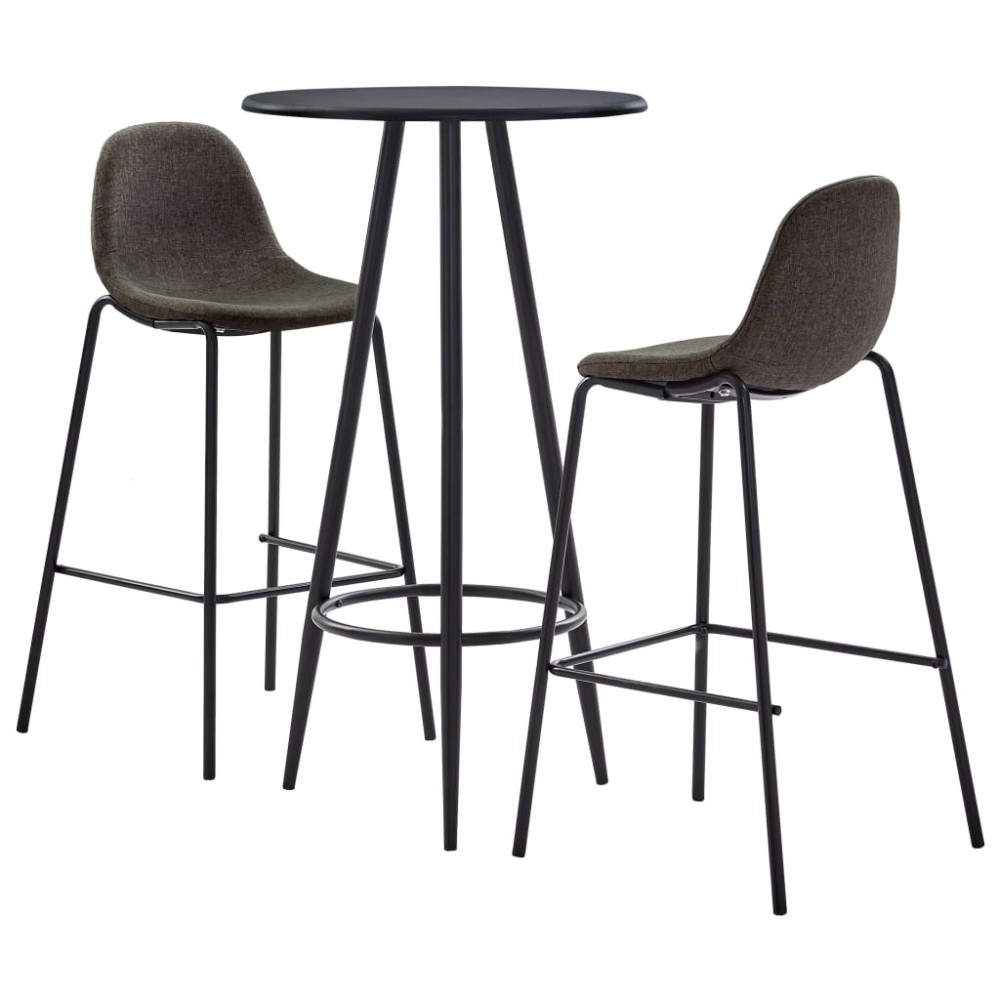 vidaXL Set mobilier de bar, 3 piese, gri închis, material textil