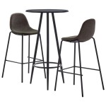 vidaXL Set mobilier de bar, 3 piese, gri închis, material textil