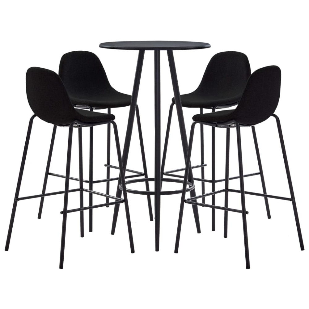vidaXL Set mobilier de bar, 5 piese, negru, material textil