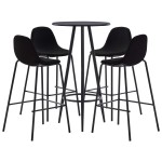 vidaXL Set mobilier de bar, 5 piese, negru, material textil