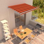vidaXL Copertină retractabilă manual, portocaliu & maro, 350 x 250 cm vidaXL Copertină retractabilă manual, portocaliu & maro, 350 x 250 cm
