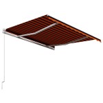 vidaXL Copertină retractabilă manual, portocaliu & maro, 350 x 250 cm vidaXL Copertină retractabilă manual, portocaliu & maro, 350 x 250 cm
